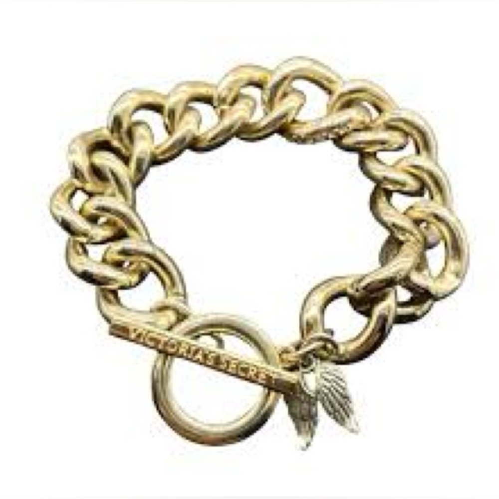 Victoria's Secret Pave Rhinestone Chunky Gold Tone Chain Bracelet